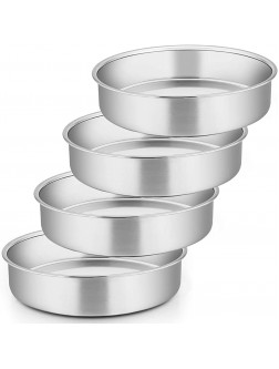 8 Inch Cake Pan Set of 4 E-far Stainless Steel Round Layer Cake Baking Pans Non-Toxic & Healthy Mirror Finish & Dishwasher Safe - BXIIGHN1I