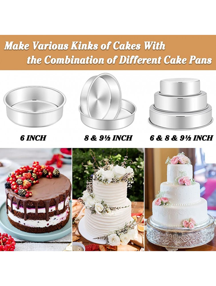 Cake Pan Set of 3 6 inch 8 inch 9½ inch Deedro Round Cake Baking Pans Stainless Steel Cake Pans for Wedding Birthday Layer Cake Healthy & Durable Mirror Finish & Dishwasher Safe - BDNDX3W5N
