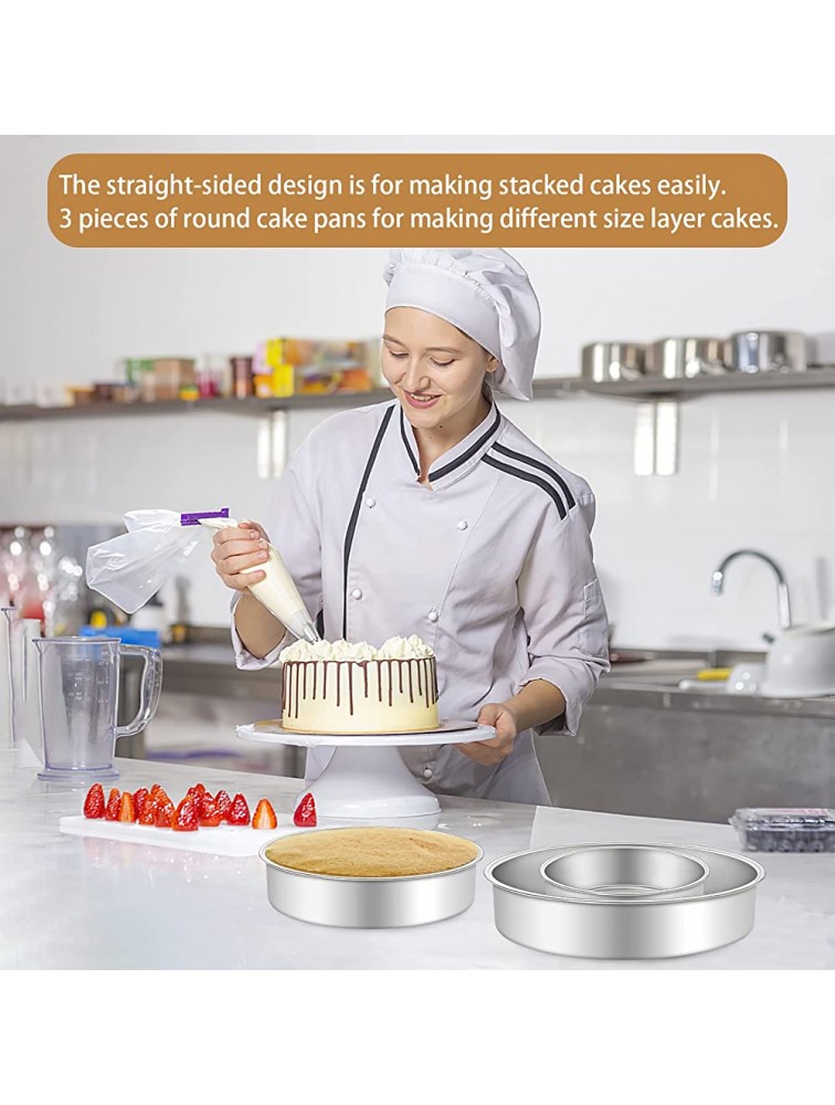 Cake Pan Set of 3 6 inch 8 inch 9½ inch Deedro Round Cake Baking Pans Stainless Steel Cake Pans for Wedding Birthday Layer Cake Healthy & Durable Mirror Finish & Dishwasher Safe - BDNDX3W5N