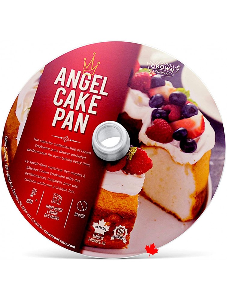 Crown Angel Food Cake Pan 10" Extra Sturdy One-piece Design Easy Clean Made in Canada - B6OYM30TB