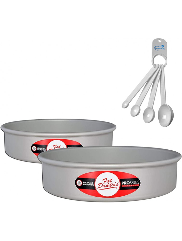 Fat Daddios Anodized Aluminum Tiered Round Cake Pans Bundle with a Lumintrail Spoon Set 4" Diameter Set of 2 2" Deep - BWSFEMCC0