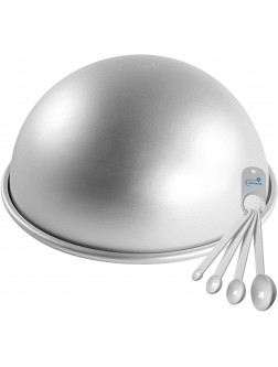 Fat Daddios Cake Hemisphere Pan 8 x 4 Inch Anodized Aluminum with a Lumintrail Measuring Spoon Set - B5H00WM2T