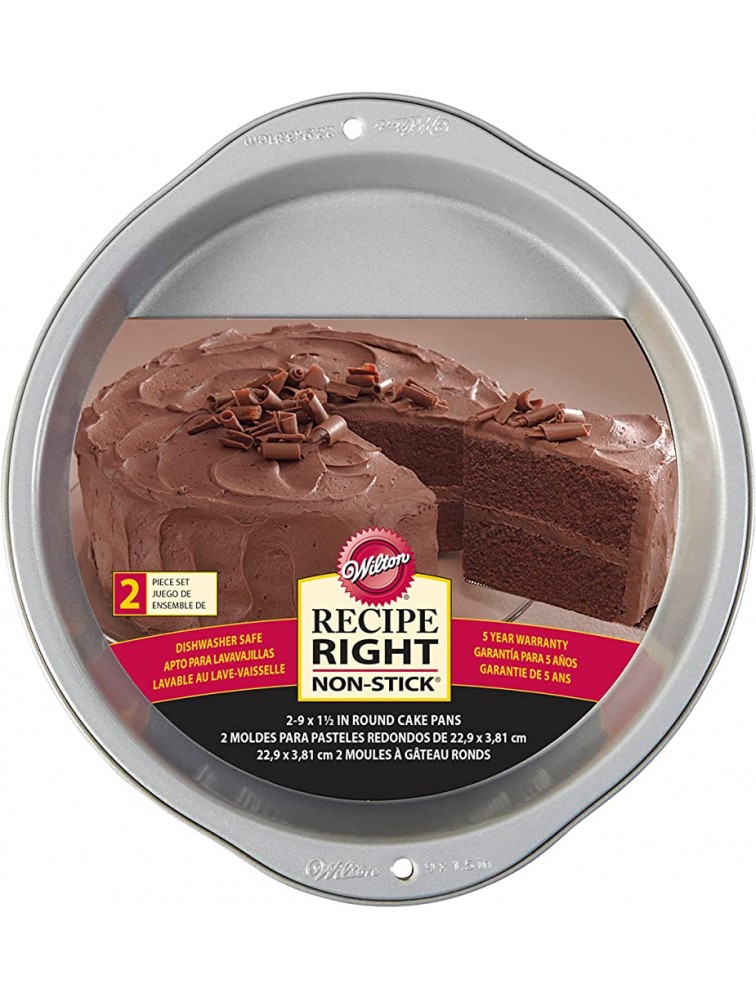Wilton Recipe Right Non-Stick 9-Inch Round Cake Pans Set 2-Piece Steel - B4HUMVS08