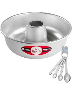 Fat Daddios Ring Mold Pan 7 x 2 3 8 Inch Silver with a Lumintrail Measuring Spoon Set - B55WCTPZ6