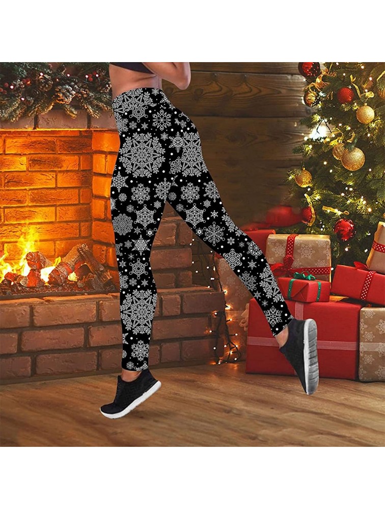 GOODTRADE8 High Waisted Christmas Leggings for Pants for Women Tummy Control Tights Christmas Print Tights Workout Yoga Pants - B6WL6I8BP