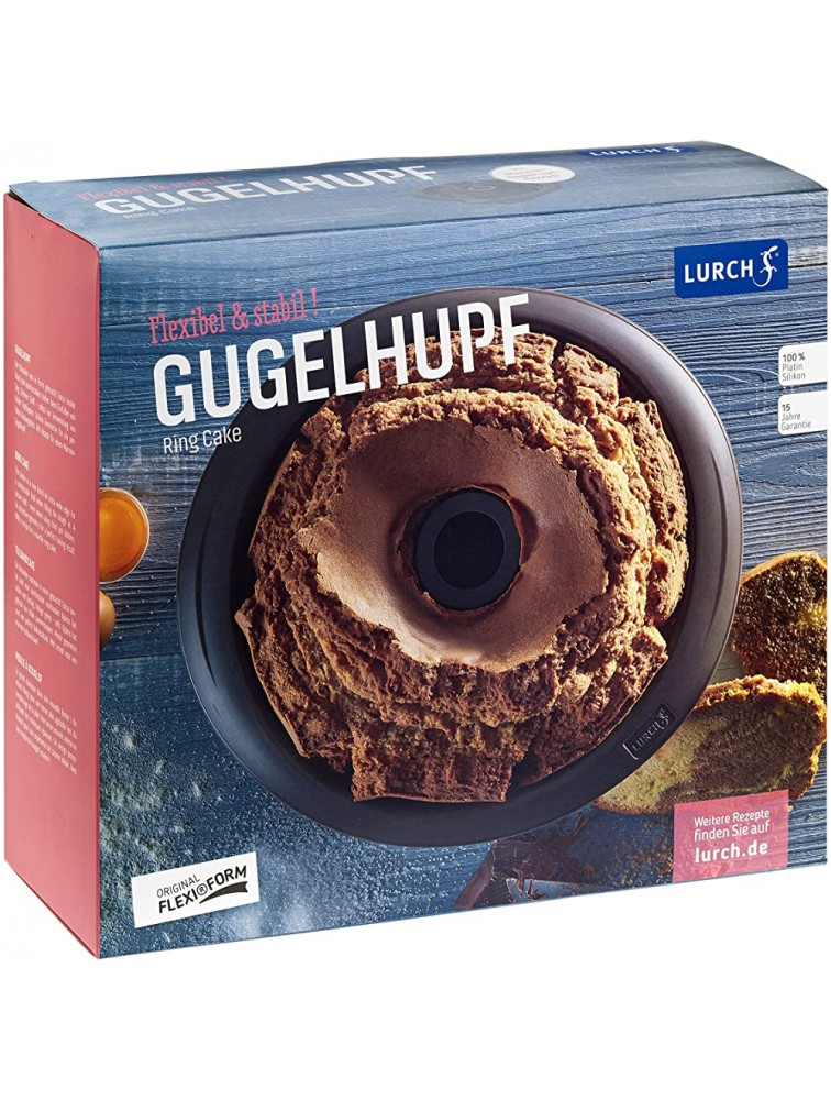 Lurch Germany Flexiform Deep Silicone Gugelhupf Pan | Bundt Cake Mold | Round Baking Pan | Made Of 100% BPA-free Platinum Silicone | Ø 8.7x 4.7 Brown - B6SGDSPFR