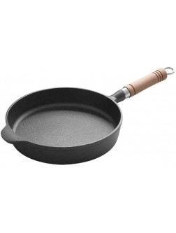 SHYOD Cast Iron Skillet Breakfast Omelette with A Single Wooden Handle Uncoated Non-Stick Skillet Suitable for Home and Outdoor Cooking - BYDFV2OLT