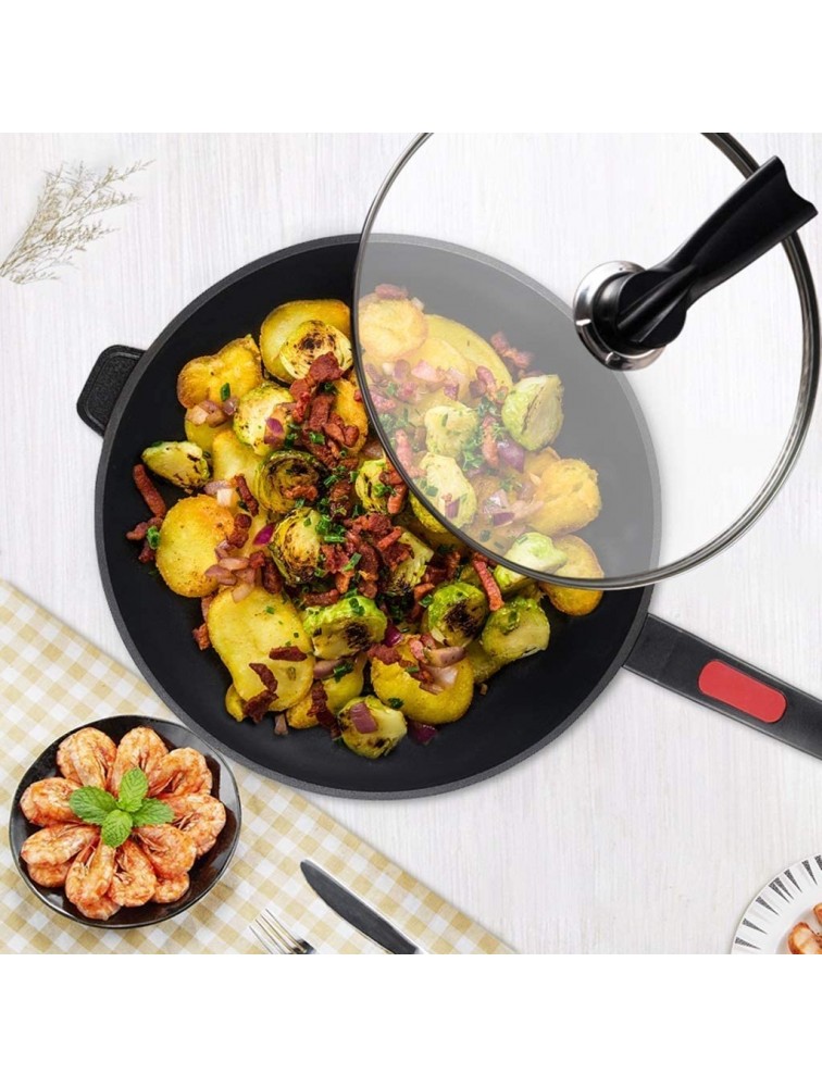 SHYOD Universal Non-Stick Pan with Induction Base Wok Cooker Household Aluminum Alloy Non-Stick Pan Glass Lid - B5UVDEOPY