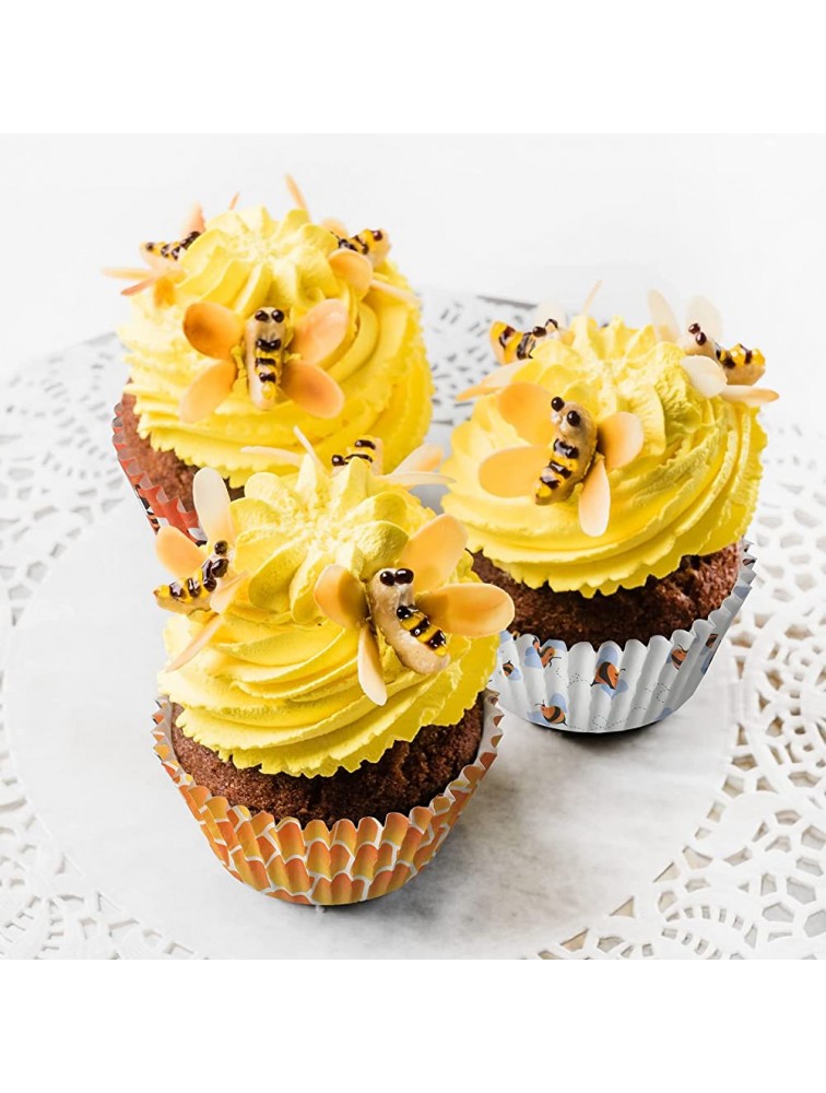 300 Pieces Honey Bee Cupcake Wrappers Bee Party Cupcake Cups Yellow Cupcake Liners for Bee Party Decorations Baby Shower Gender Reveal Party Wedding Birthday Supplies Cute Style - BZJ4WF05B