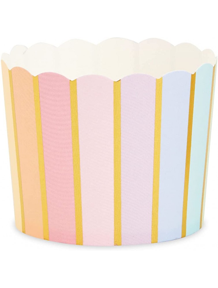 50 Pack Pastel Rainbow Cupcake Liners Wrappers with Gold Foil Muffin Paper Baking Cup - BGZRPK8A3