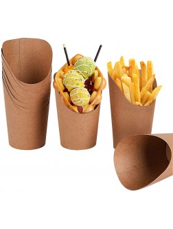 50 Pcs French Fries Holder 14oz Disposable Take-out Party Baking Kraft Paper Cheese Popcorn Charcuterie Cups Brown - B9XGM1SR5