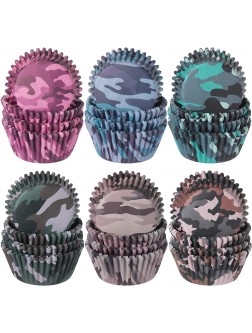 600 Pieces Camouflage Cupcake Liners Camo Cupcake Wrappers Liners Paper Greasproof Baking Cups Cupcake Wrappers Muffin Case Trays for Outdoors Themed Hunting Celebration Party Decorations - BSHFTRFDS