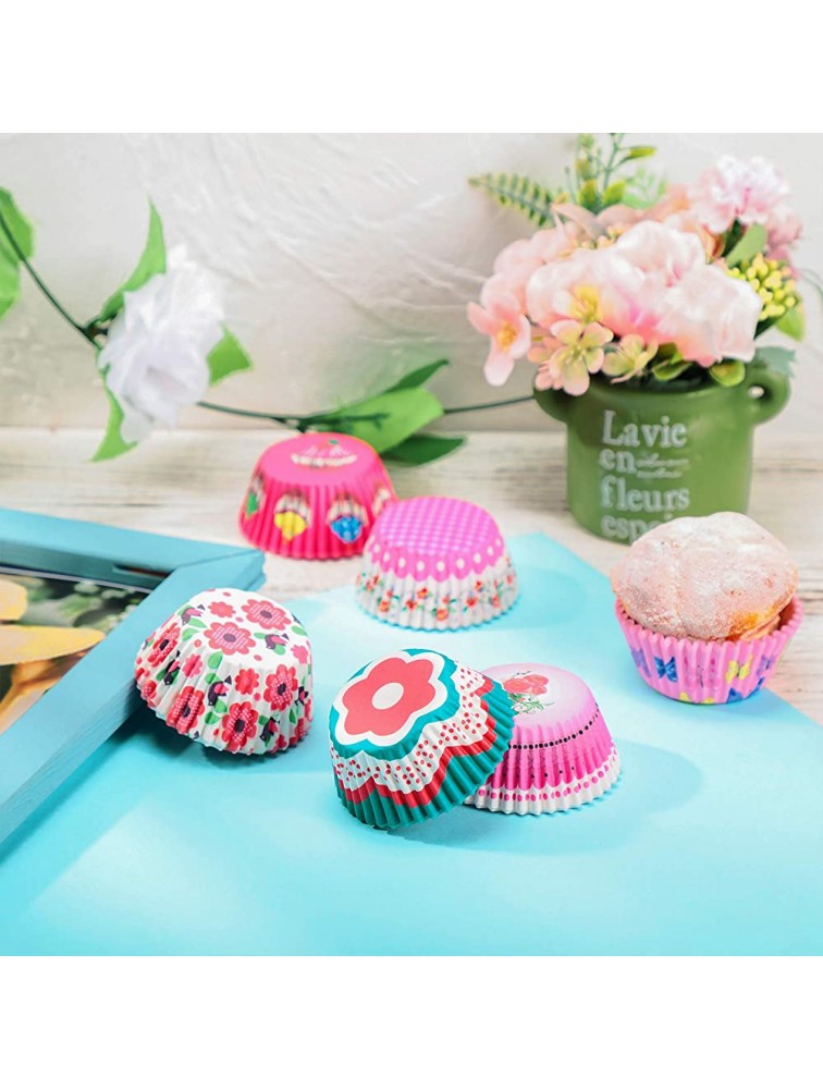 600 Pieces Flowers Cupcake Liners Colorful Donuts Baking Cups Paper Cupcake Wrappers Muffin Case Trays Baking Wraps for Father's Mather's Day Wedding Birthday Party - BW6Y656WI