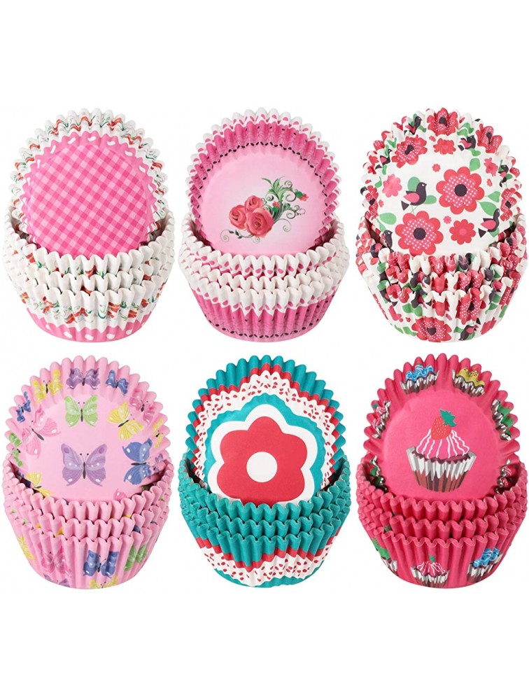 600 Pieces Flowers Cupcake Liners Colorful Donuts Baking Cups Paper Cupcake Wrappers Muffin Case Trays Baking Wraps for Father's Mather's Day Wedding Birthday Party  - BW6Y656WI