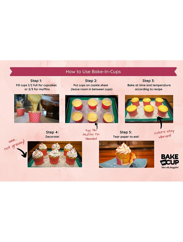 BAKE-IN-CUP 50-Pack Paper Baking Cups Greaseproof Disposable Cupcake Muffin Liners Large Black Polka Dots - B1UJ4NBNK