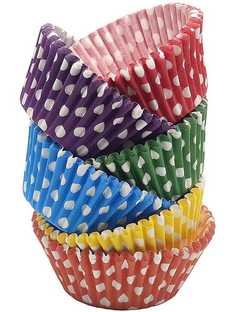 Bakehope Standard Baking Cups Cute Polka Dots Greaseproof Cupcake Liners6 Colors,150 Counts - BCFS057XV