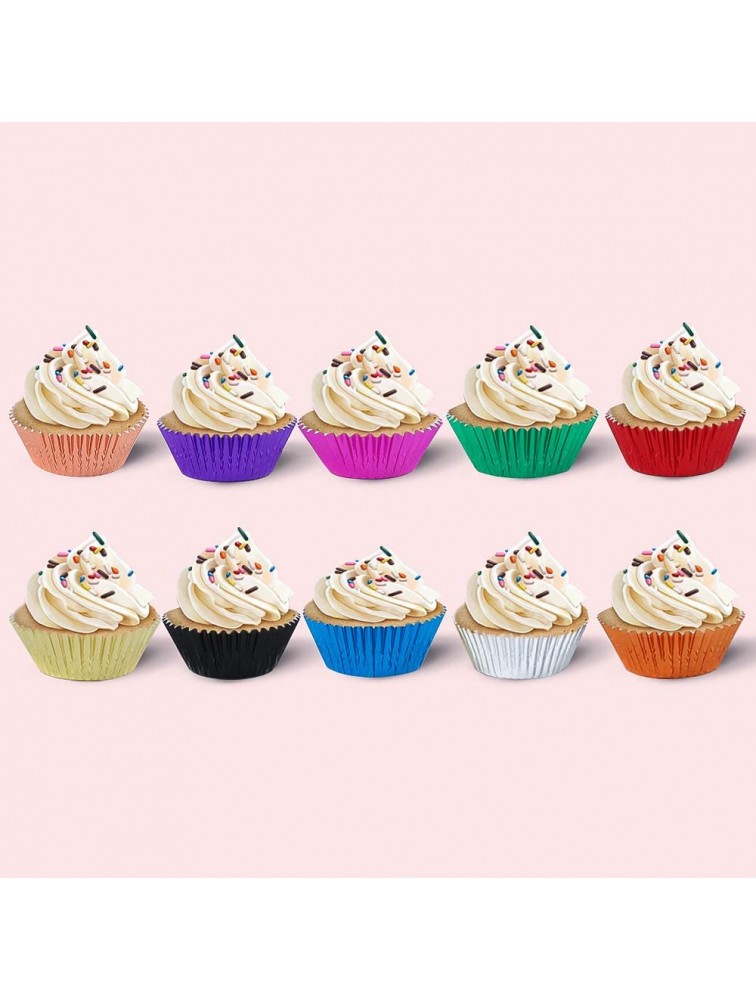 BAKHUK 500pcs Foil Cupcake Liner Standard Size 2 Inches Muffin Liners 10 Colors Baking Cups for Weddings Birthdays Baby Showers Party - BI7UU864L