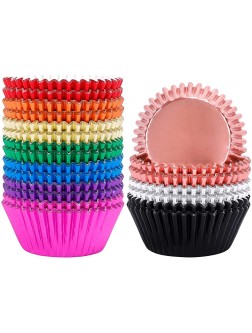 BAKHUK 500pcs Foil Cupcake Liner Standard Size 2 Inches Muffin Liners 10 Colors Baking Cups for Weddings Birthdays Baby Showers Party - BI7UU864L