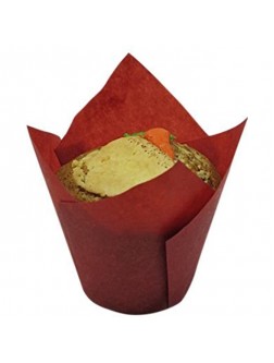 Decony 100 Piece Tulip Baking Paper Cup Red - BKVM3KTWY