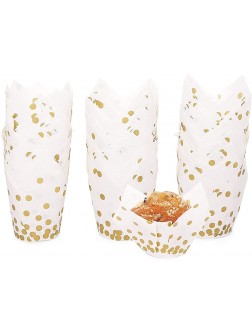 Gold Polka Dot Muffin and Cupcake Liners White 3.35 x 3.5 In 150 Pack - BQH3FPBX3