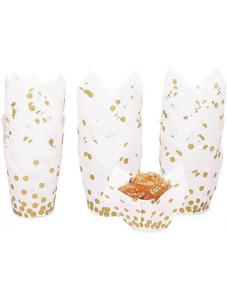 Gold Polka Dot Muffin and Cupcake Liners White 3.35 x 3.5 In 150 Pack - BQH3FPBX3