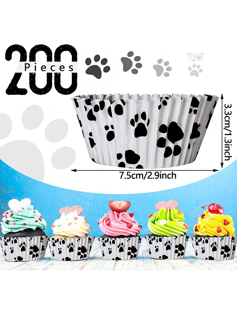 Paw Print Bone Cupcake Liners Dog Cupcake Wrappers Paw Print Pattern Cup Cake Holder Puppy Dog Theme Cupcake Wrappers for Baby Shower Birthday Animal Party Supplies 200 Pieces - BHGITAHDR