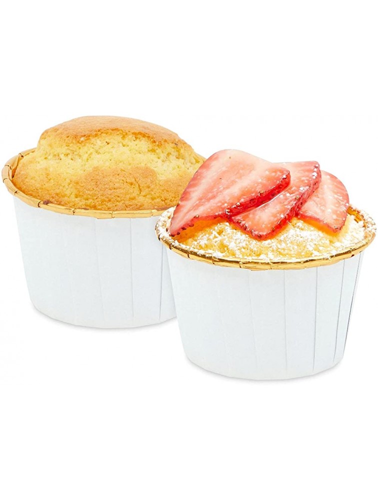 White and Gold Foil Cupcake Liners Standard Muffin Baking Cups 100 Pack - BBJ3WJNHO