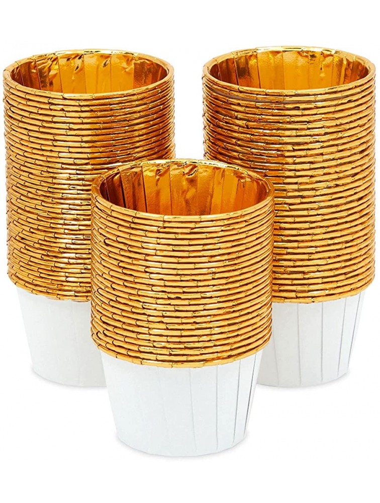 White and Gold Foil Cupcake Liners Standard Muffin Baking Cups 100 Pack - BBJ3WJNHO