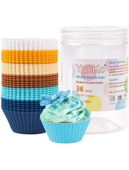 Yunko Silicone Baking Cupcake Cups Reusable Cupcake Liners Non-stick Muffin Cups for Cupcakes Egg Muffins ,BPA Free Dishwasher Safe  6 Colors,36 Pack - BXW8YRDXV