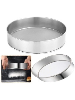 2 Pack Flour Sifter for Baking 8-Inch and 10-Inch Stainless Steel Fine Mesh Strainers,60 Mesh Round Sifter Steel for Baking Cake Bread - BOGEF0J88