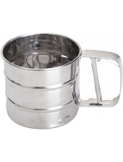 Mazaashop Flour Sifter Stainless Steel Double Layers Baking Sieve Cup with Hand Press Design - B6YRN3MA2