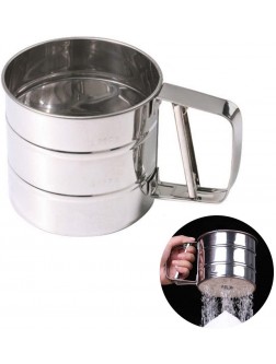 MENGCORE Baking Stainless Steel Shaker Sieve Cup Mesh Crank Flour Sifter with Measuring Scale Mark for Flour Icing Sugar - BI4PX5CO9