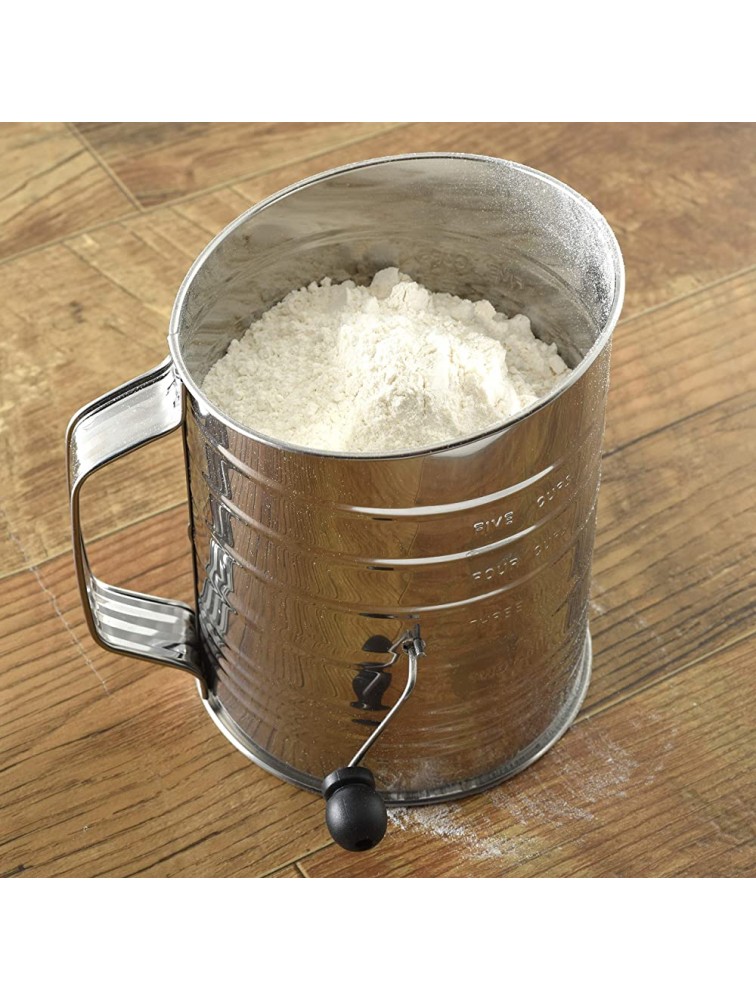Norpro 3-Cup Stainless Steel Rotary Hand Crank Flour Sifter With 2 Wire Agitator - BE8P4P14N