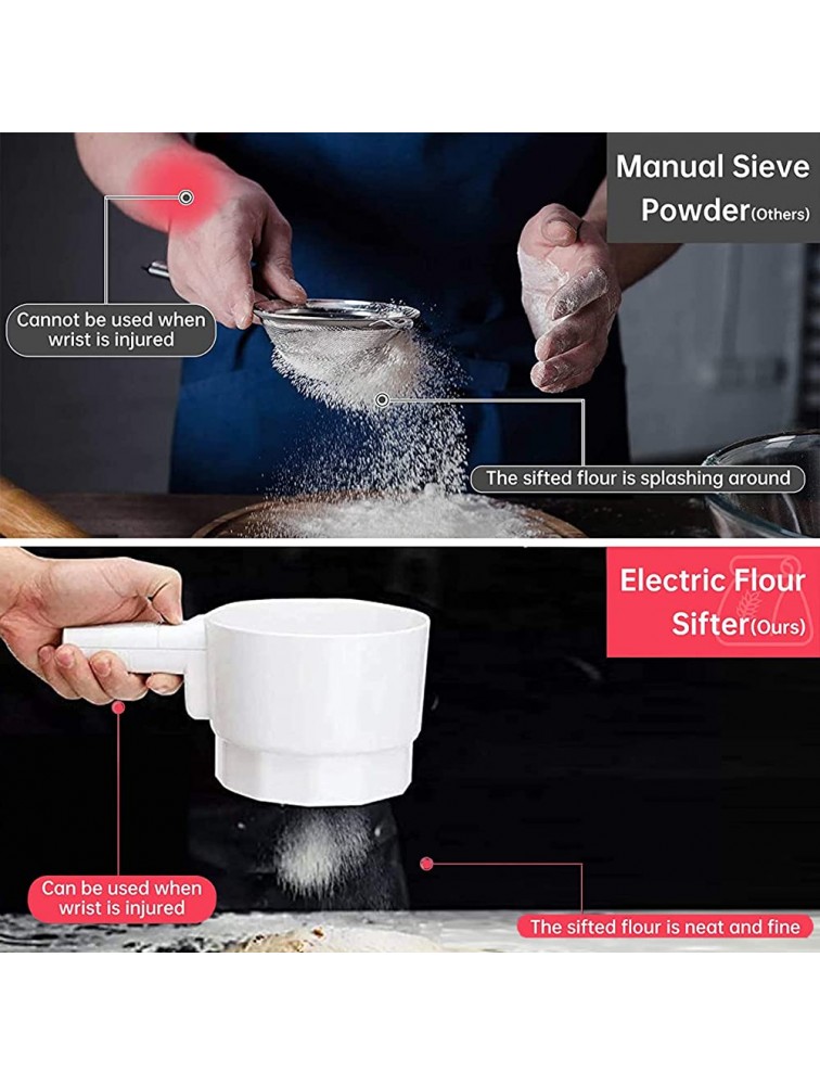 Surrycee Flour Sifter Electric Sieve Handheld Plastic Cup Shape Baking Tool Battery Operated Strainer Flour with Stainless Steel Mesh Powder Shaker for Kitchen Cooking Baking Cakes Sugar - B830AKE8A