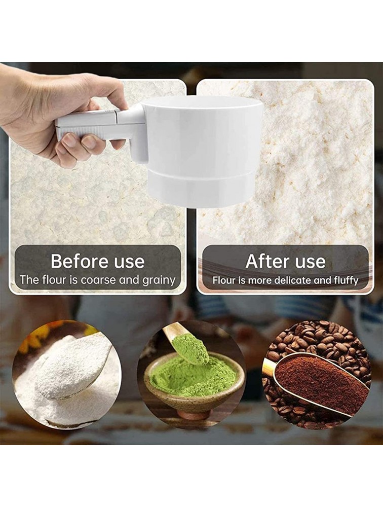 Surrycee Flour Sifter Electric Sieve Handheld Plastic Cup Shape Baking Tool Battery Operated Strainer Flour with Stainless Steel Mesh Powder Shaker for Kitchen Cooking Baking Cakes Sugar - B830AKE8A