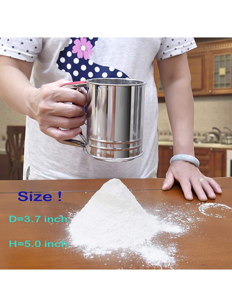 YongLy Stainless Steel Flour Sifter with Silicone Handle Fine Mesh Strainer for kitchen Baking 3 Cup Red - B86XWZ7G3