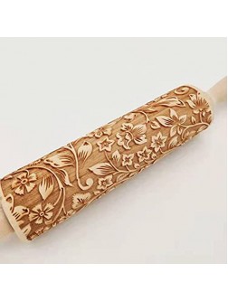 3D Wooden Rolling Pins Engraved Embossing Rolling Pin with Different Pattern Wooden Rolling Pin for Baking Cookies Cakes Pastry Dough Pie Xmas New Year Gift Pattern 1 - BI7ZW0DDC