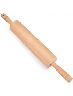 Classic Rolling Pin for Baking 18'' Long Gifbera Beech Wood Dough Roller Pin with Handles for Bread Pastry Pizza Fondant Pie Crust - BEJWNJS0N