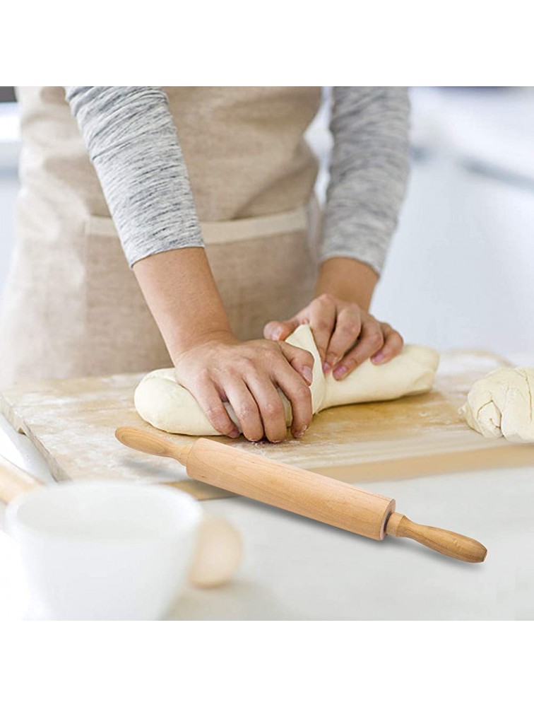 Classic Wood Rolling Pin for Baking Professional Dough Roller with Handle Essential Wooden Tool for Making Cookie Fondant Pizza Pastry Pie Bread Tortilla Pasta etc. - BEKWEAPDV