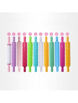 Kani Cake Decorating Embossed Rolling Pins 12pcs Fondant Cake Paste Decorating Tool Textured Non-Stick Designs and Patterned Ideal for Baking Fondant Pizza Cookies Pastry - BA05MIE4Q