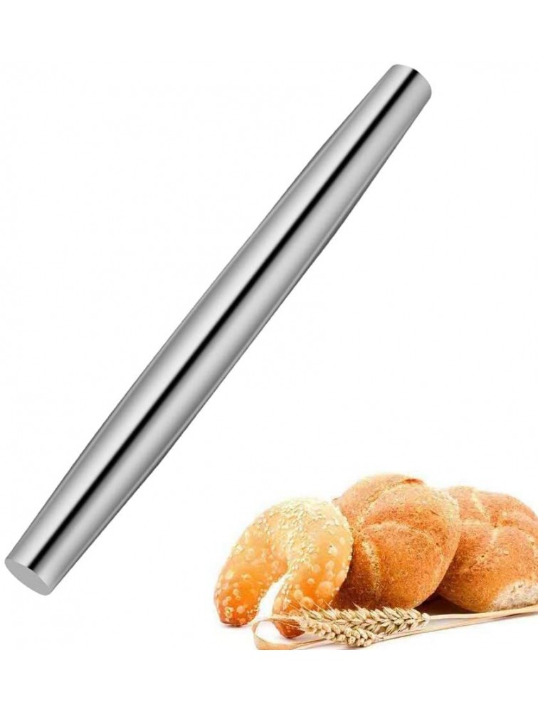 NASNAIOLL French Rolling Pin For Baking,16.7"Stainless Steel Tapered Design Baking Dough Roller For Bread Cookie Pizza Cookie and Pastry DoughSilver - BSS5RUDFV