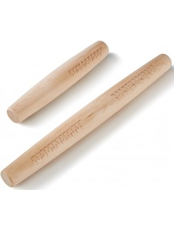 TOURIT Wood French Rolling Pin with Precise Measurements Wooden Rolling Pins Roller Pin for Baking Dough Pizza Pie Pastry and Cookies - B79F7K51E
