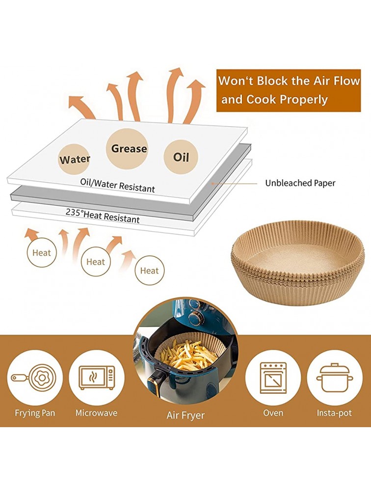 120 PCS Air Fryer Disposable Paper Liner,Non-stick Disposable Air Fryer Liners,Baking Paper for Air Fryer ,Parchment for Baking Roasting Microwave- Unbleached,Oil-proof Water-proof,6.3-inch - BDUV6W89X