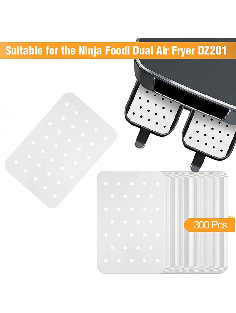 300Pcs Air Fryer Parchment Paper for Ninja Foodi Dual Air Fryer DZ201 8’’ × 5.5’’ White Perforated Air Fryer Liners High Temperature Resistant Oil-proof Non-sticky Air Fryer Accessories for DZ201 - BENS09HPF