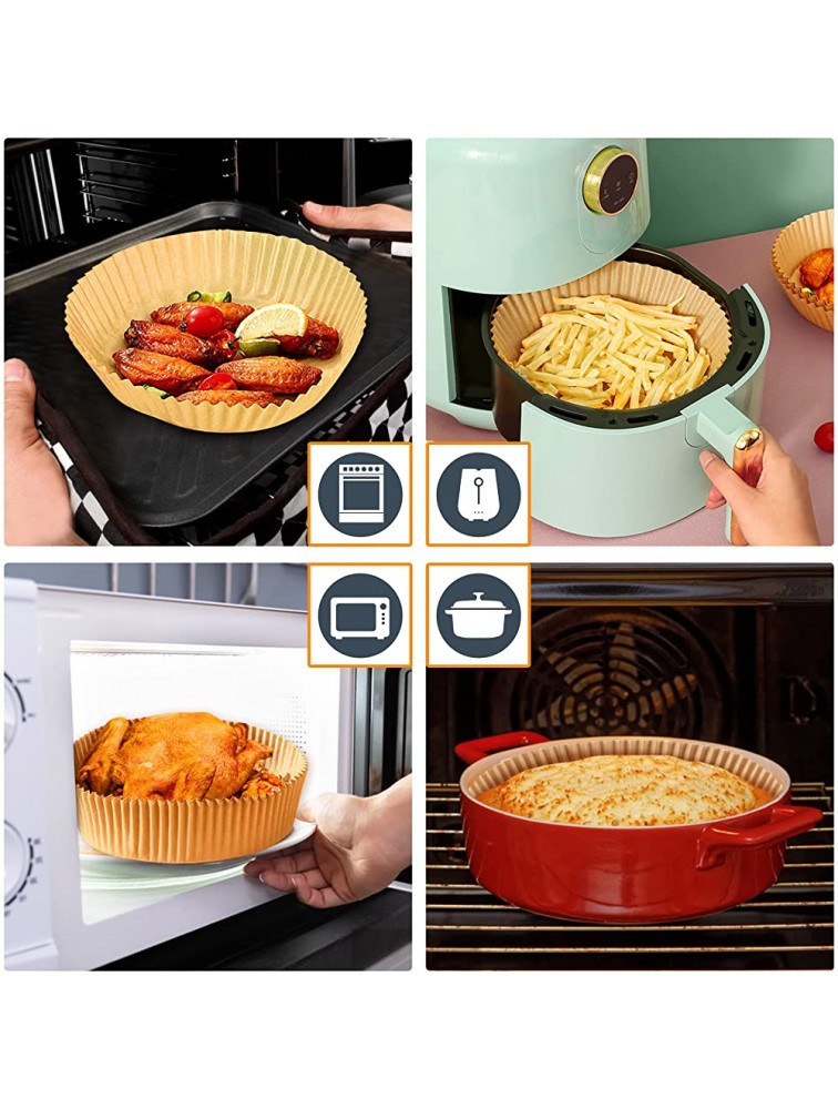 Air Fryer Disposable Paper Liner 100 Pcs Air Fryer Parchment Paper Liners Non-stick Parchment Paper for Frying Baking Cooking Roasting and Microwave Unbleached Oil-proof 6.3-inch Natural - B6AHTBW50