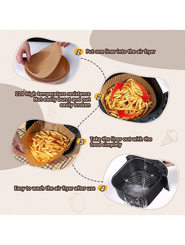 Air Fryer Disposable Paper Liner 100Pcs 6.5Inch Non-stick Air Fryer Liners Cooking Air Fryer Parchment Paper for Baking Roasting Microwave Oil-proof Water-proof - BBDZTNIJS