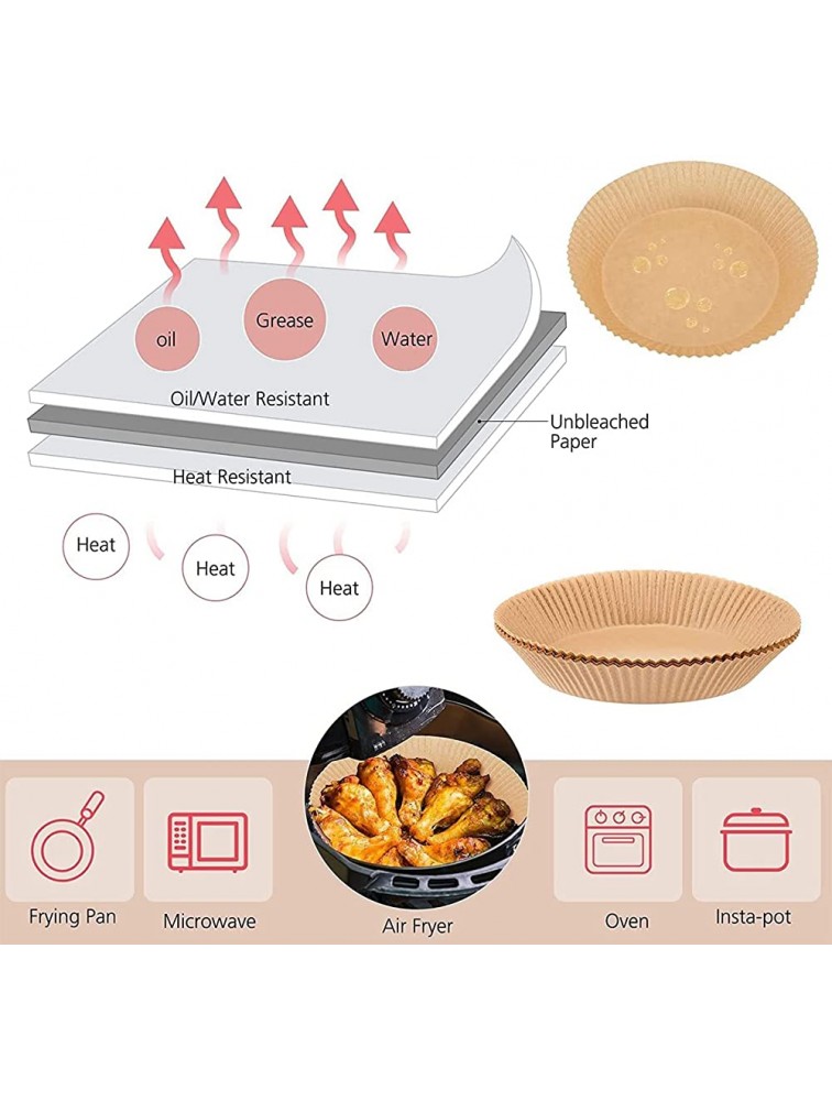 Air Fryer Disposable Paper Liner 100PCS Non-Stick Air Fryer Liners Oil-proof Water-proof Parchment Paper Round Cooking Baking Paper for Air Fryer Baking Roasting Microwave 6.3 inch Natural - BF4WOVDEH