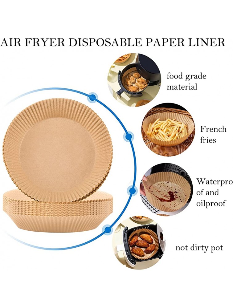 Air Fryer Disposable Paper Liner Cooking Paper for Air Fryer Non-Stick Air Fryer Liners Baking Paper for Air Fryer Oilproof Waterproof Food Grade Parchment for Roasting Brown Pack of 50 - BZBZ5FX08
