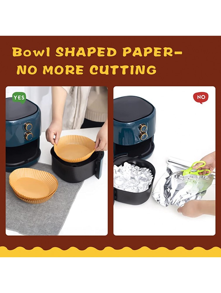 Air Fryer Disposable Paper Liners 50PCS 6.3 Inch Air Fryer Baking Parchment Paper Liner Basket Unbleached Non-Stick Oil-Proof Food Grade Parchment Sheet for Roasting Microwave - BGVUBPK00