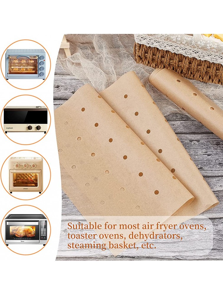 Air Fryer Parchment Liners 100pcs Unbleached Perforated Parchment Paper Nonstick Paper Liners for Air Fryer Toaster Oven Steaming Basket 11x12 Inches,Brown - BM720KON9